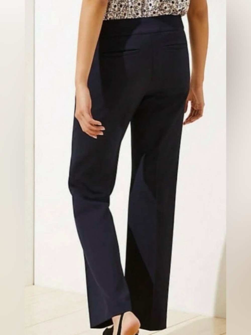 LOFT navy Marisa Tailored Straight-Leg Trousers